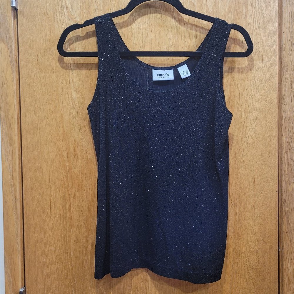 Chico's Travelers Black, Sparkly, Stretchy Tank Size Small (Chico's size  0) EUC